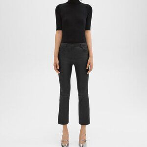 THEORY Black Boot Cut Leather Pants Sz 23 Like New